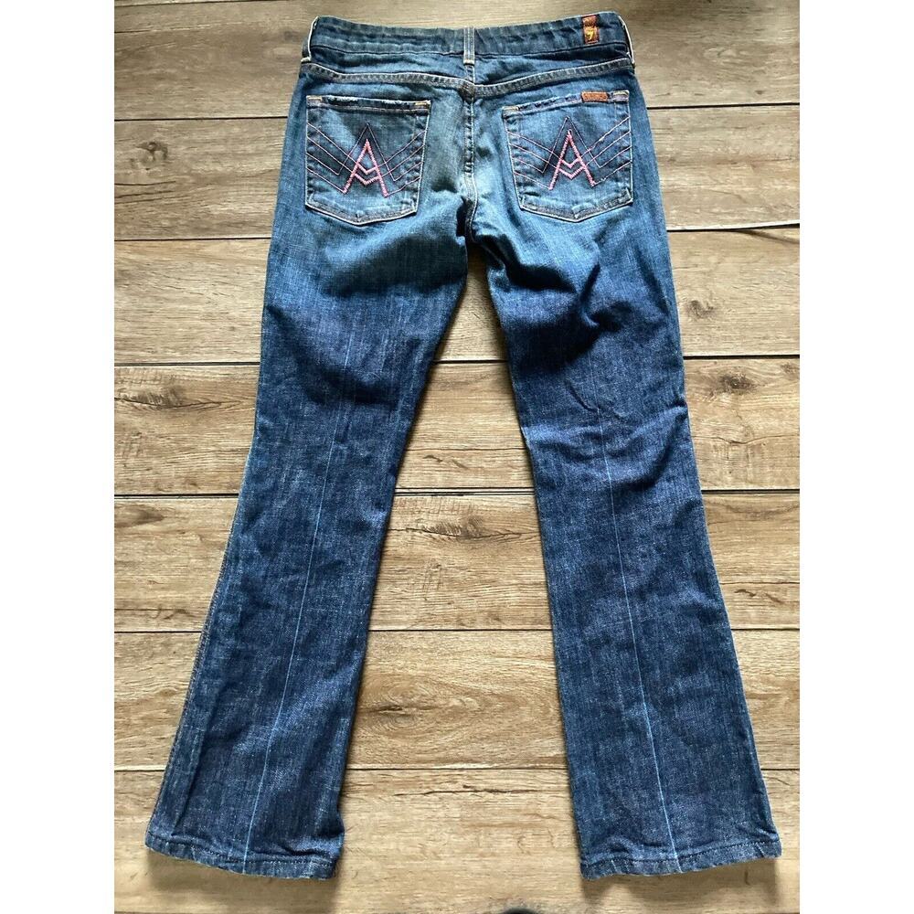 7 For All Mankind Women's Skinny Jeans - Blue with Pink Stitching